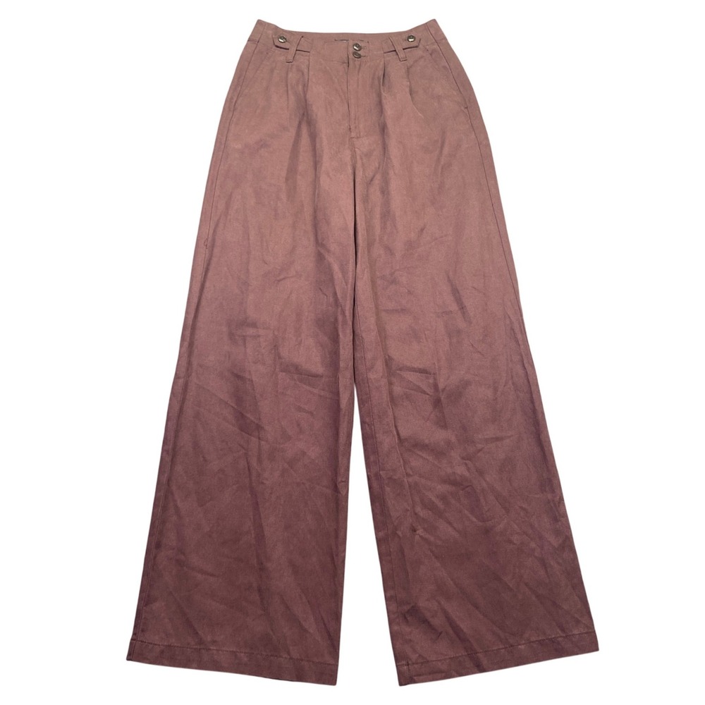 Madewell The Harlow Wide-Leg Pant Brown Pleated High Rise Linen Blend Size 0